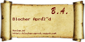 Blocher Apród névjegykártya